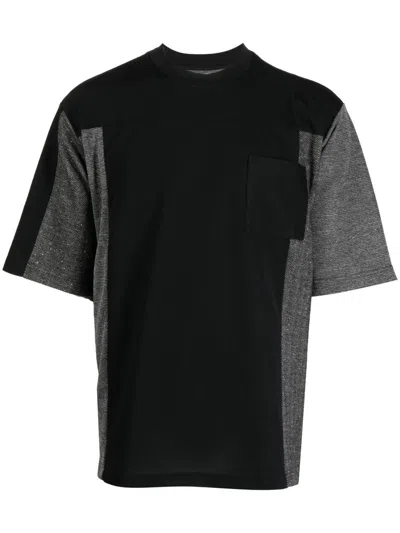 White Mountaineering Colour-block Panelled T-shirt In Black