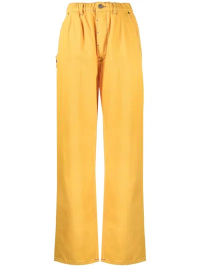 Mira Mikati Logo-patch Straight-leg Jeans In Yellow