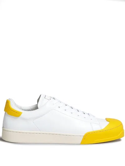 Marni Contrasting Toe Cap Low-top Sneakers In Lily White,yellow