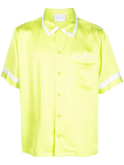 Blue Sky Inn Contrasting-trim Short-sleeve Shirt In Lime