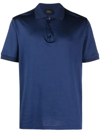 Brioni Cotton-blend Polo Shirt In Bluette Navy
