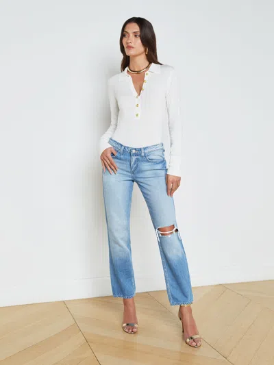 L Agence Nevia Slouchy Straight-leg Jean In Blue