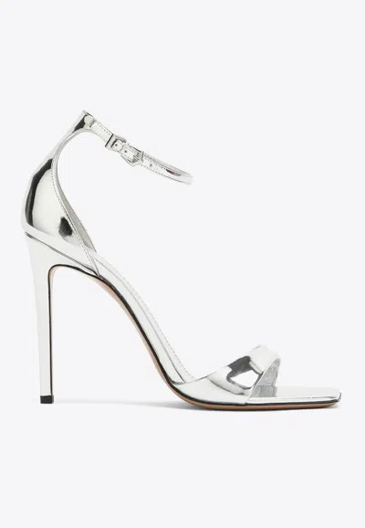 Paris Texas 105 Mirrored Leather Sandals In Silver