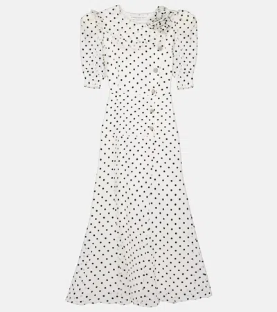Alessandra Rich Polka-dot Silk Organza Midi Dress In White