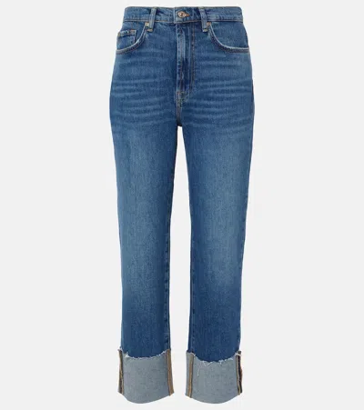 7 For All Mankind Logan High-rise Cropped Slim Jeans In Blue