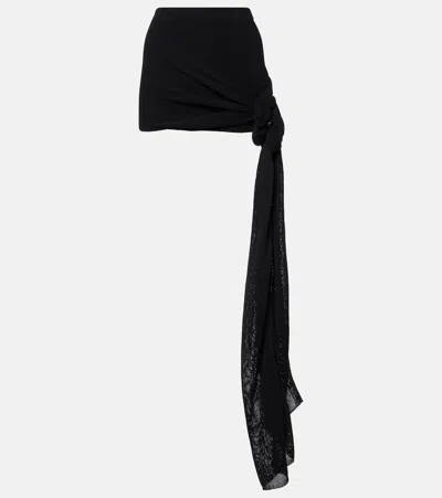 Aya Muse Draped Cotton-blend Miniskirt In Black