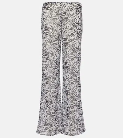 Bananhot Zebra-print Low-rise Wide-leg Pants In Gray