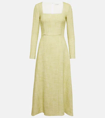 Emilia Wickstead Fara Cotton-blend Tweed Midi Dress In Green