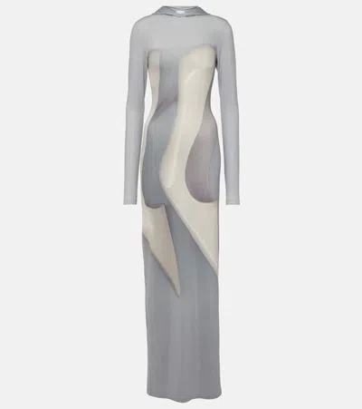 Acne Studios Printed Jersey Maxi Dress In Gold