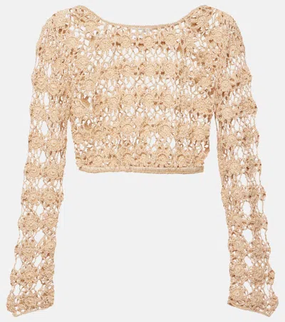 Anna Kosturova Bella Crochet Cotton Crop Top In Neutral