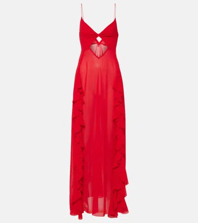Bananhot Isabel Ruffled Cutout Maxi Dress In Red