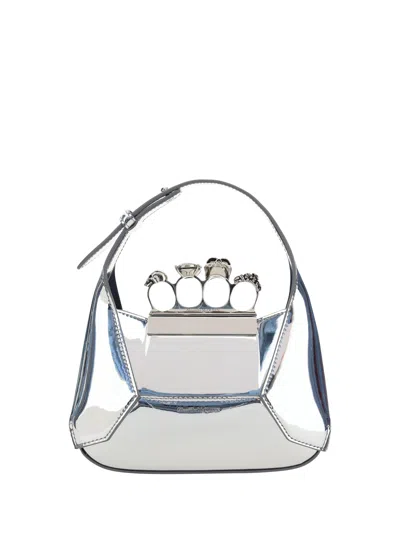 Alexander Mcqueen Mini Jewelled Handbag In Silver