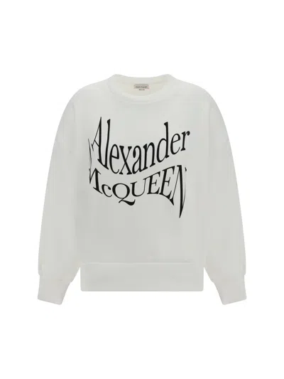 Alexander Mcqueen Logo Printed Crewneck Sweatshirt In White