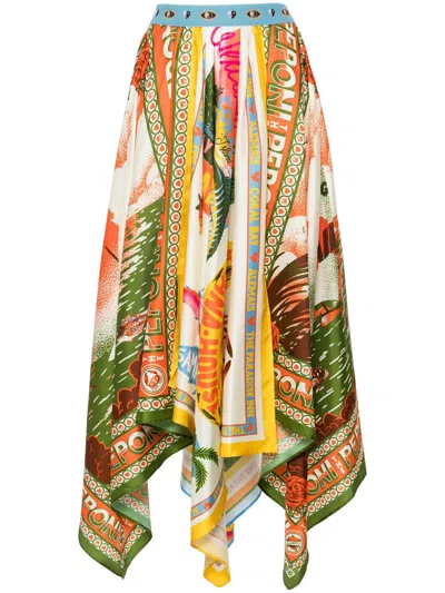 Alemais X Alan Berry Rhys Paradiso Scarf Silk Skirt In Multicolour