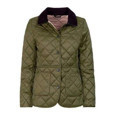 Barbour Deveron Quilt Clothing In Ol51 Olive/pale Pink