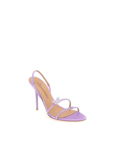 Blumarine Sandals In Satin/strass Lilac