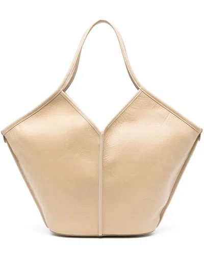 Hereu Calella Distressed Leather Tote Bag In Nude & Neutrals
