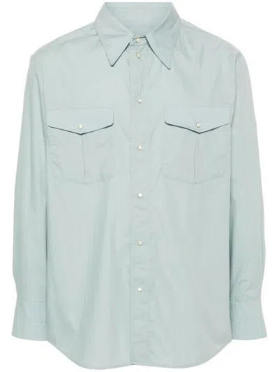 Lemaire Western Poplin Shirt In Bl Light Blue