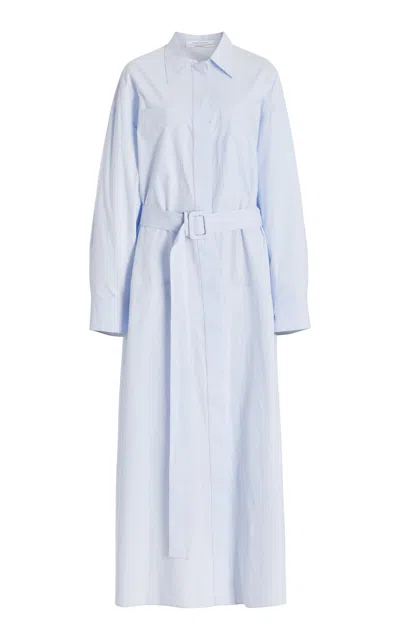 Another Tomorrow Women's Belted Cotton Drop Waist Shirtdress In French Blue