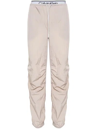 Calvin Klein Jacquard-logo Track Pants In Neutrals