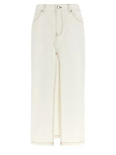Pinko Maxi Slit Skirt In White