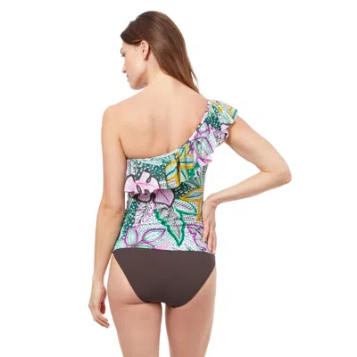 Profile By Gottex Tropic Boom One Shoulder Tankini Swim Top In Multi