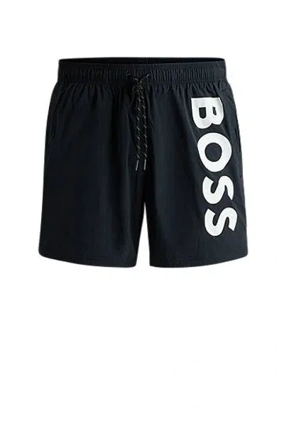Hugo Boss Cotton-jersey Regular-fit T-shirt With Logo Print In Black 001