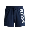 Hugo Boss Cotton-jersey Regular-fit T-shirt With Logo Print In Blue