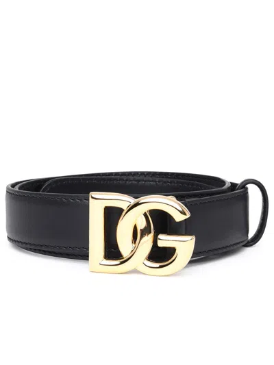 Dolce & Gabbana Dg Buckle Leather Belt In Black