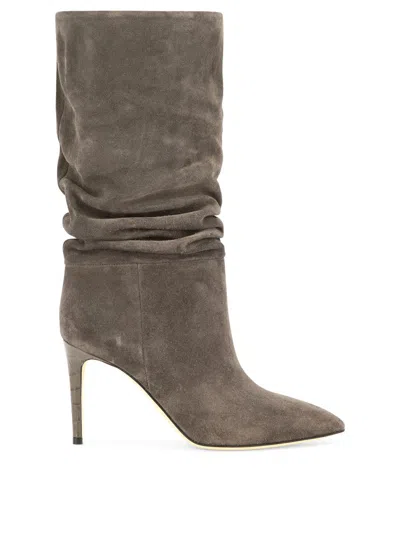 Paris Texas Slouchy 85 Grey Suede Boots
