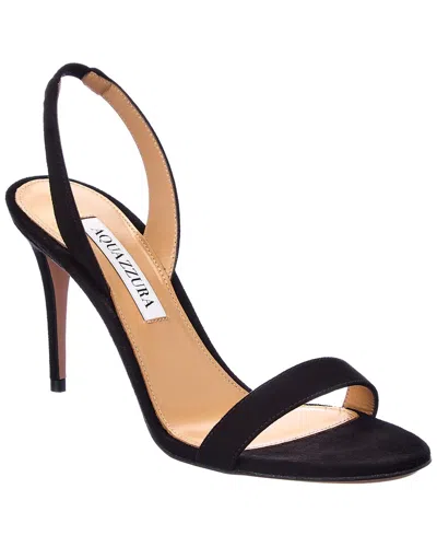 Aquazzura So Nude 85 Suede Slingback Sandals In Black