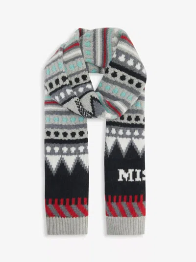 Pre-owned Missoni Missooni Men's Pattern-embellished Knitted Wool Scarf In Multicoloured