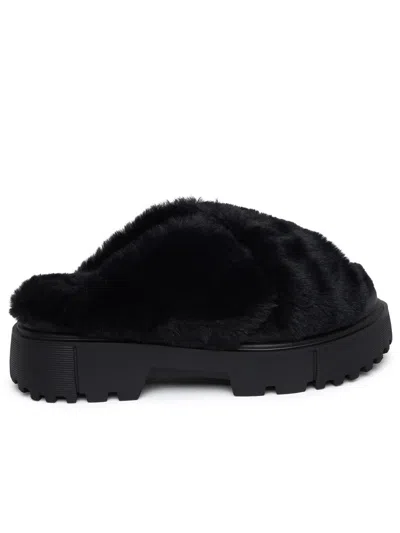 Hogan 'h644' Sandals In Black Faux Fur