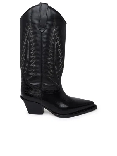 Paris Texas Black Leather Rosary Boots