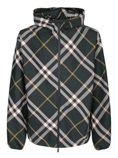 Burberry Check Jacket In Green