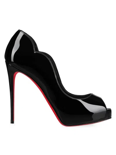 Christian Louboutin Hot Chick Alta Patent Leather Peep Toe Pumps 100 In Black