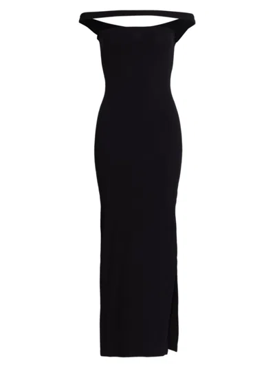 Courrèges Hyperbole 90's Rib Long Dress Woman Black In Cotton