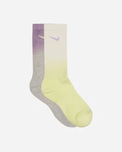 Nike Everyday Plus Cushioned Crew Socks Yellow / Purple / Cream In Multicolor