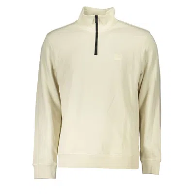 Hugo Boss Beige Organic Cotton Half-zip Sweater In White