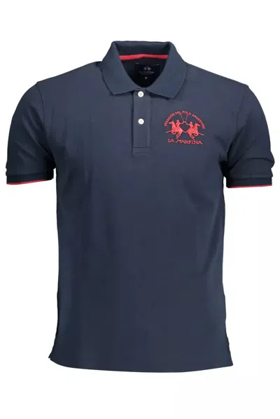 La Martina Cotton Polo Men's Shirt In Blue