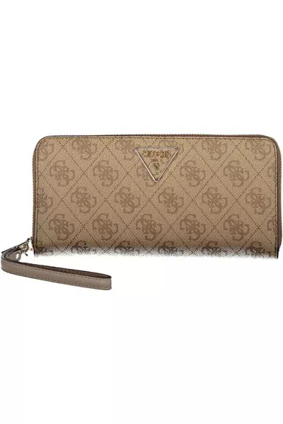 Guess Jeans Chic Beige Designer Wallet With Ample Storage In Neutral