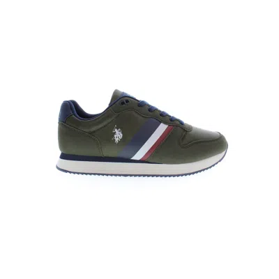 U.s. Polo Assn Chic Green Lace-up Sports Trainers In Black