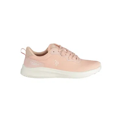 U.s. Polo Assn Chic Pink Lace-up Sneakers With Contrasting Details In Black