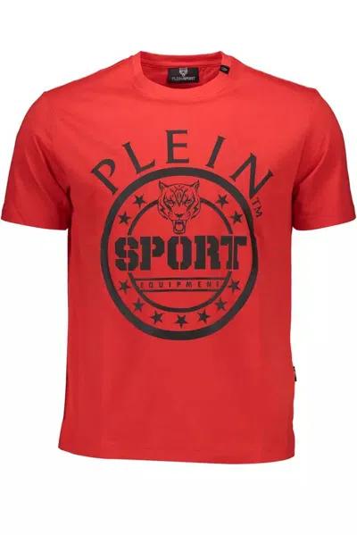 Plein Sport Chic Pink Logo Tee With Contrasting Details In Red