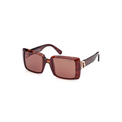 Moncler Chic Rectangular Brown Lens Sunglasses In Pink