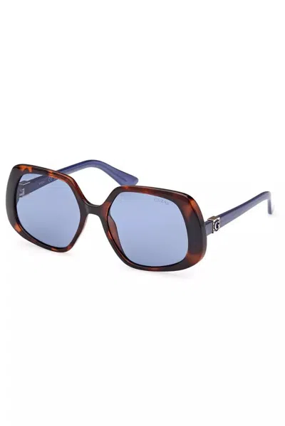 Guess Jeans Chic Square Lens Sunglasses In Brown In Blue