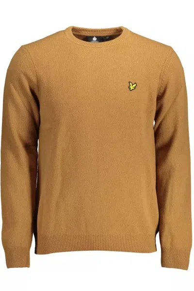 Lyle & Scott Classic Wool Blend Brown Sweater In Gold