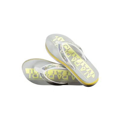 Napapijri Contrasting Logo Flip Flops In Sunny Yellow In Grey