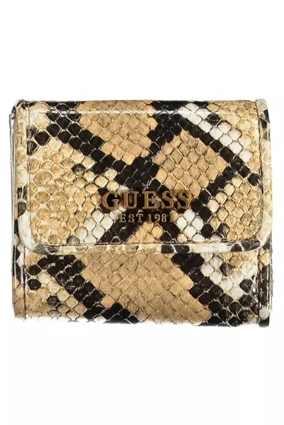 Guess Jeans Elegant Beige Wallet With Contrasting Accents In Multi