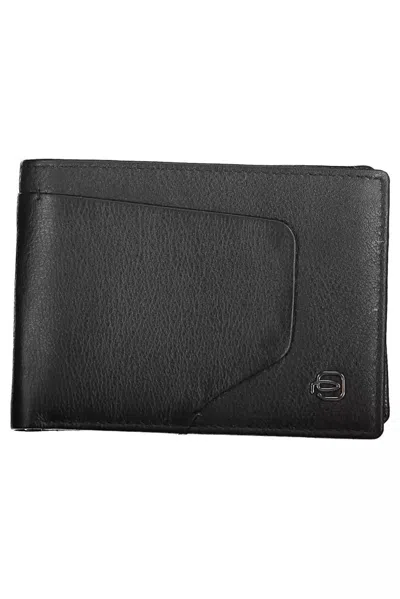 Piquadro Elegant Black Leather Wallet With Rfid Blocker In Brown